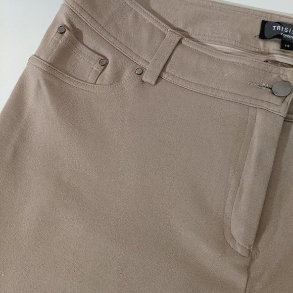 Trisisto Melanie Lyne Cream/Beige Stretch Straight Leg Full Length Pants Size 14 - Picture 4 of 13